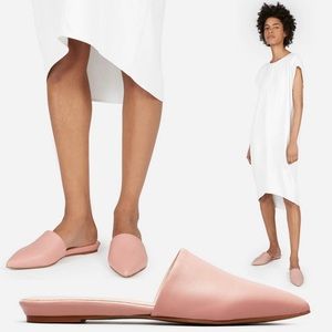 Everlane The Pointed Slide Slip On Leather Pink Flats 7.5 NWOT
